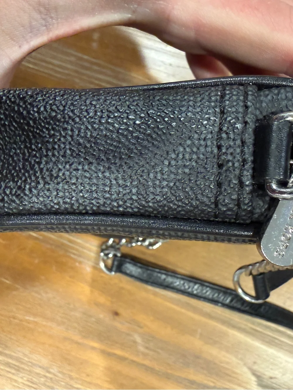 Michael Kors Mini Jet Set Logo Monogram Crossbody Bag Chain Strap Black Silver - Picture 4 of 9